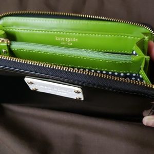 Kate Spade leather zip up wallet black
